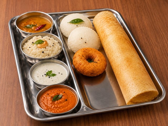 Idli (2) /Vadai (1) /Mini Dosa (1) /Pongal.