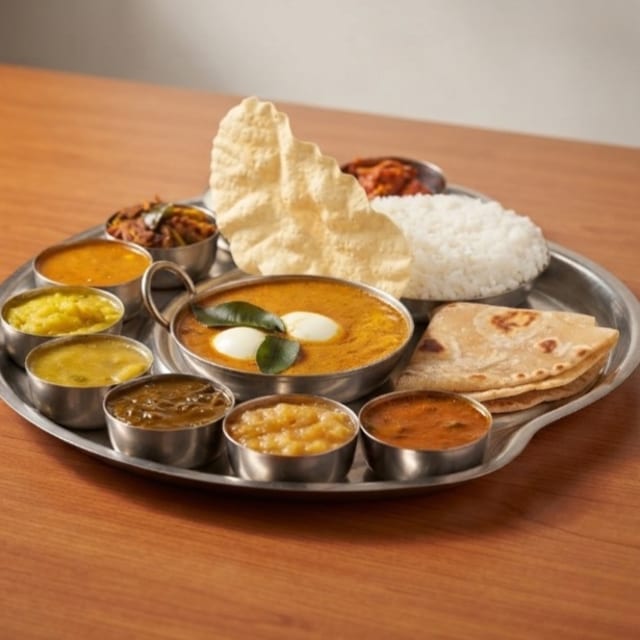 Anjappar Egg Thali.