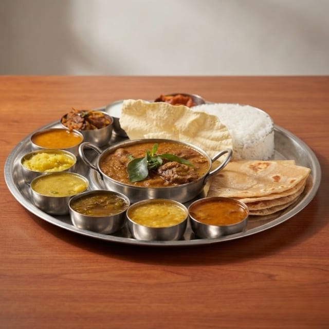 Anjappar Goat Thali.
